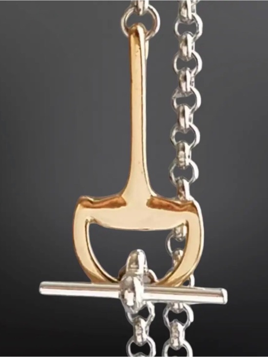 Westrian Jewelry - Mix Metal Horsebit Necklace, Gold and silver plated NWT